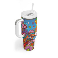 Hippie Peace Love Tumbler With Handle Colorful Style - Wonder Print Shop