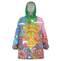 Hippie Peace Love Wearable Blanket Hoodie Colorful Style - Wonder Print Shop