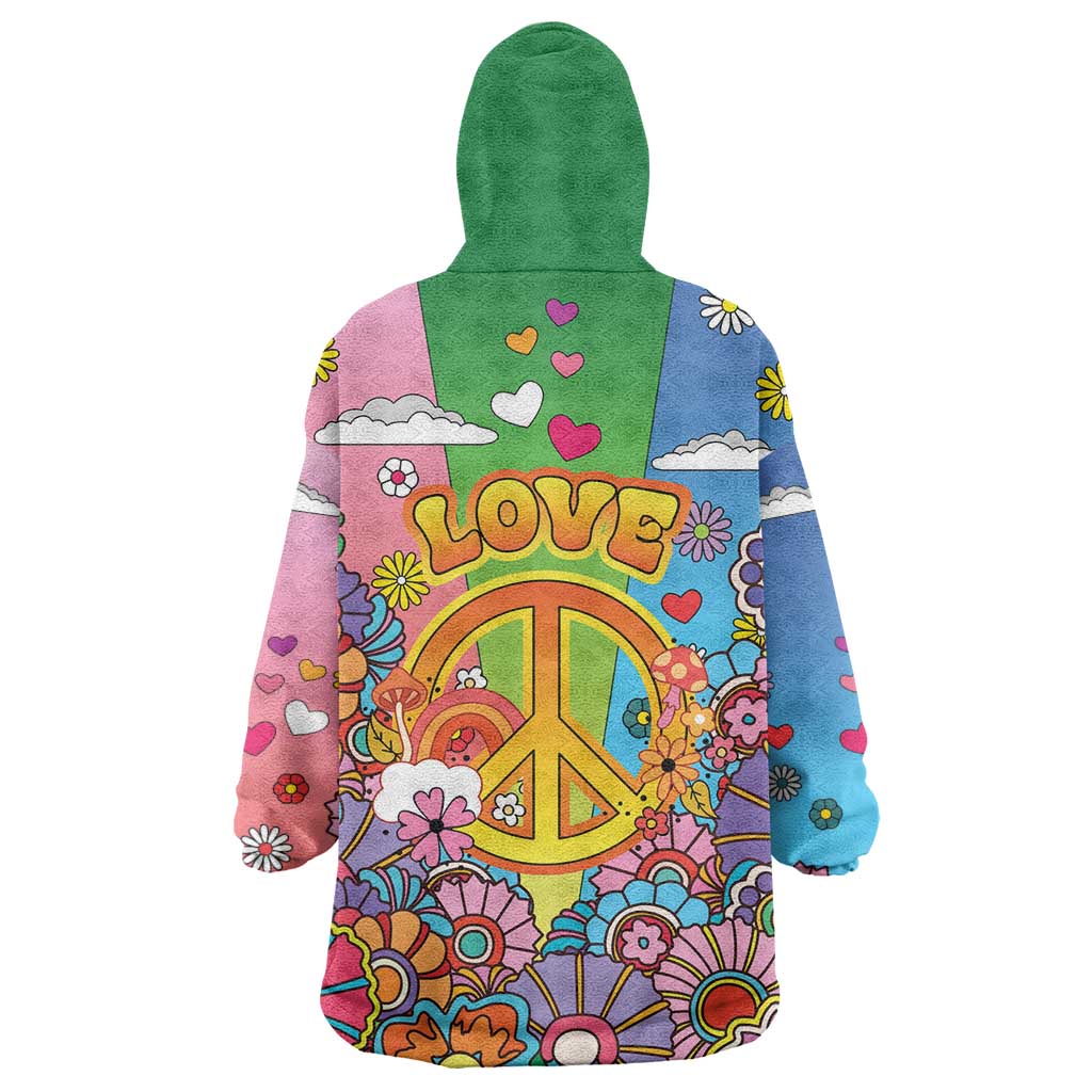 Hippie Peace Love Wearable Blanket Hoodie Colorful Style - Wonder Print Shop