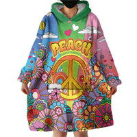 Hippie Peace Love Wearable Blanket Hoodie Colorful Style - Wonder Print Shop