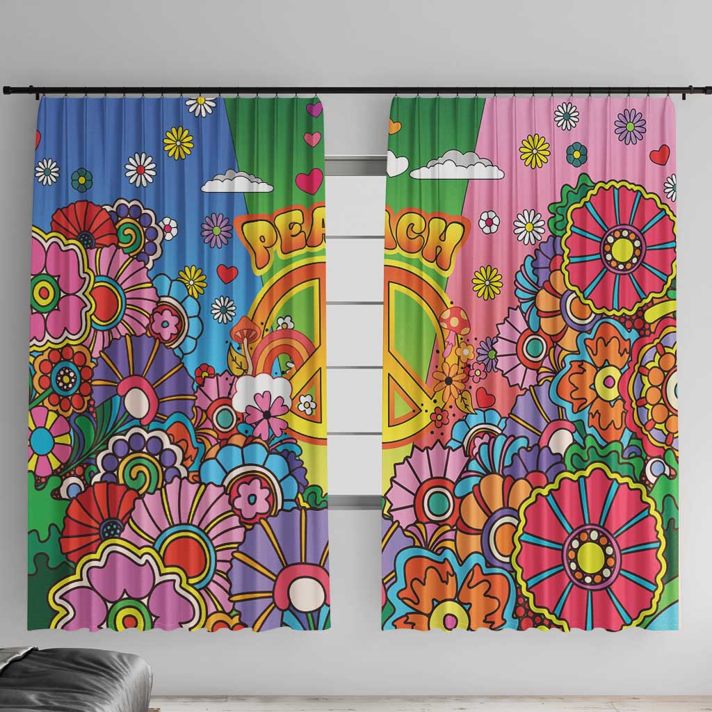 Hippie Peace Love Window Curtain Colorful Style - Wonder Print Shop