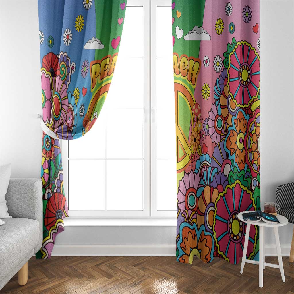 Hippie Peace Love Window Curtain Colorful Style - Wonder Print Shop