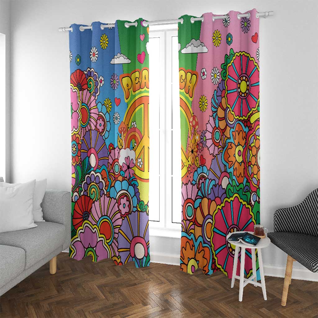 Hippie Peace Love Window Curtain Colorful Style - Wonder Print Shop