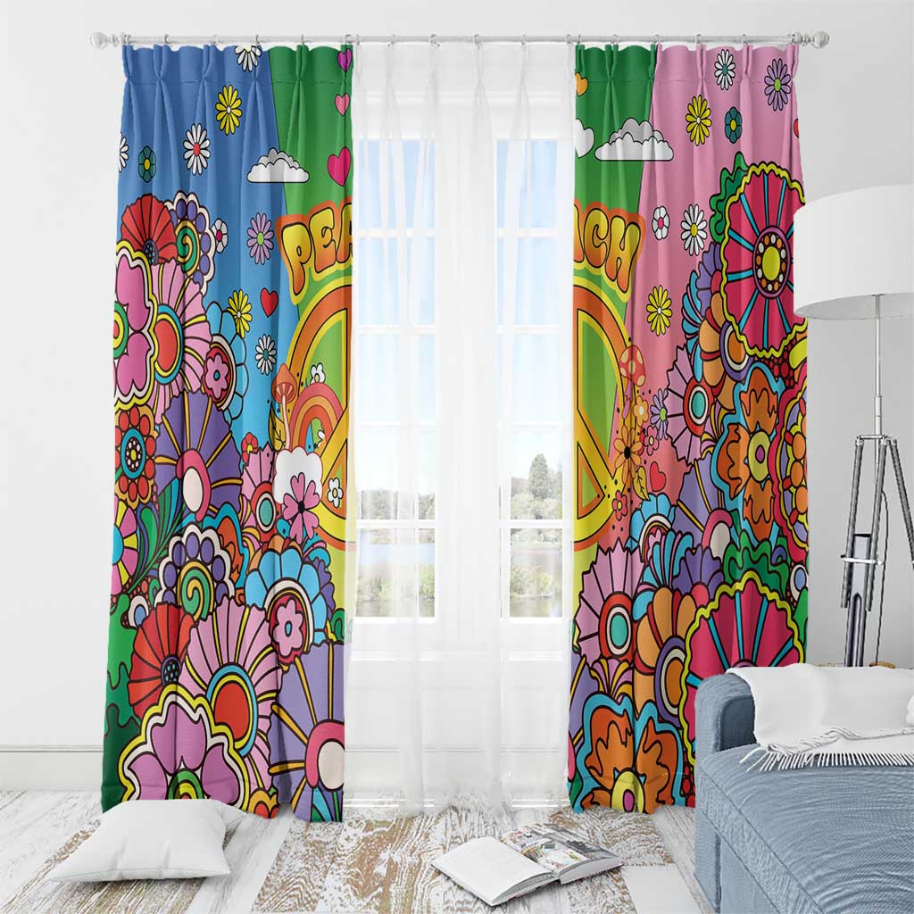Hippie Peace Love Window Curtain Colorful Style - Wonder Print Shop