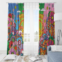 Hippie Peace Love Window Curtain Colorful Style - Wonder Print Shop