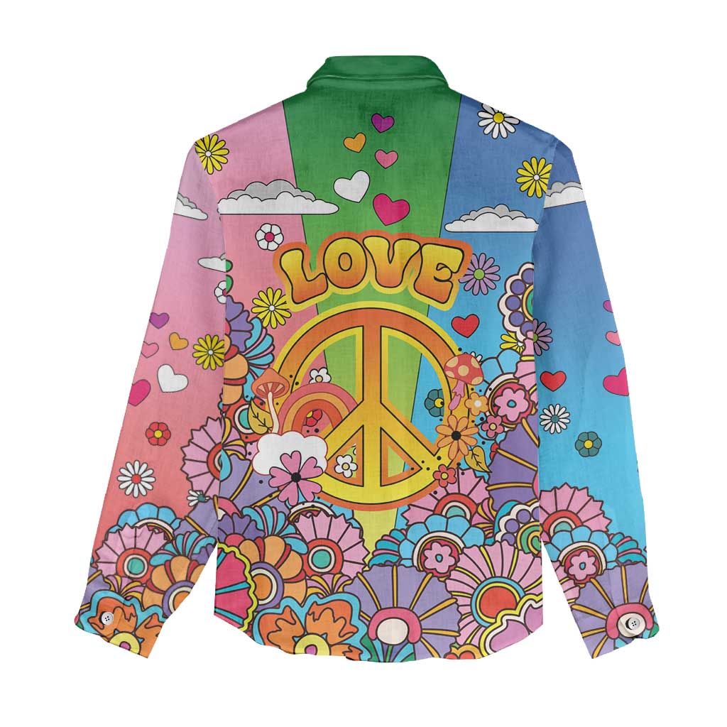Hippie Peace Love Women Casual Shirt Colorful Style - Wonder Print Shop