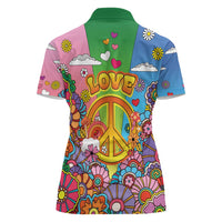 Hippie Peace Love Women Polo Shirt Colorful Style - Wonder Print Shop