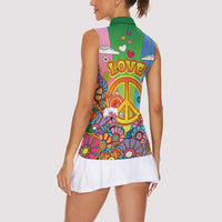 Hippie Peace Love Women Sleeveless Polo Shirt Colorful Style - Wonder Print Shop