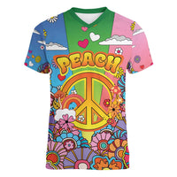 Hippie Peace Love Women V-Neck T-Shirt Colorful Style - Wonder Print Shop
