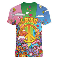 Hippie Peace Love Women V-Neck T-Shirt Colorful Style - Wonder Print Shop