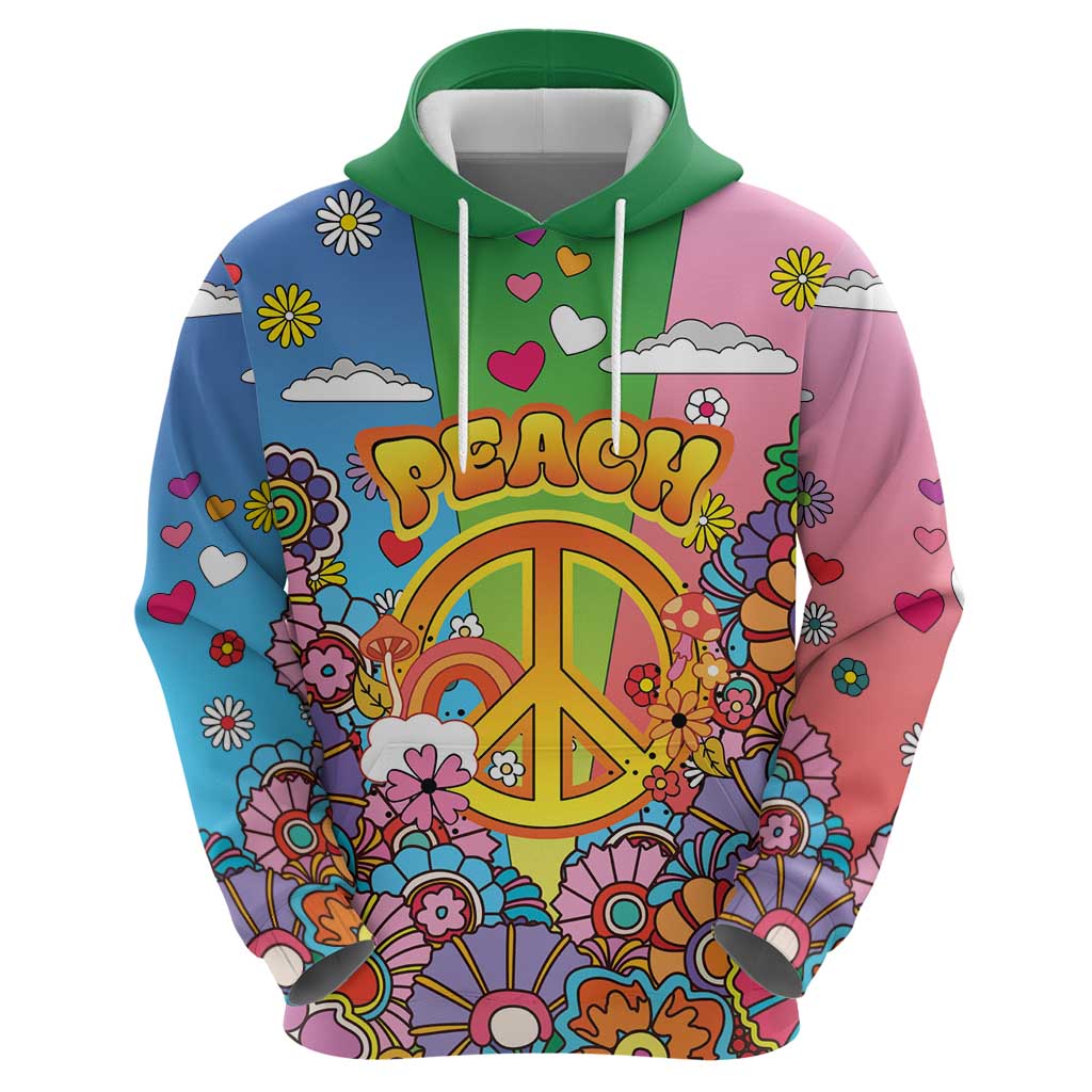 Hippie Peace Love Zip Hoodie Colorful Style - Wonder Print Shop