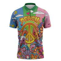 Hippie Peace Love Zipper Polo Shirt Colorful Style - Wonder Print Shop