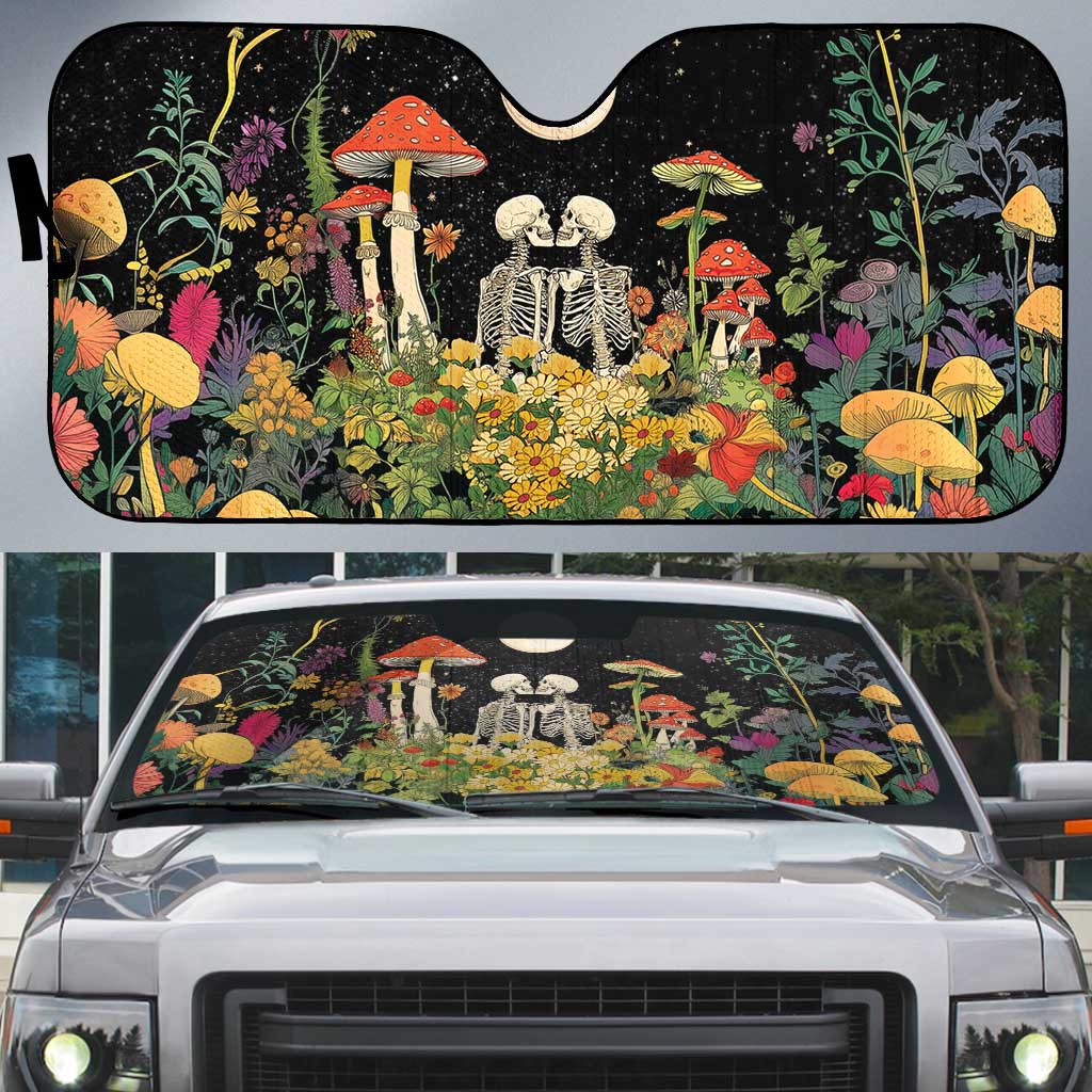 Skeleton Lovers Auto Sun Shade Hippie Gothic Aesthetic - Wonder Print Shop