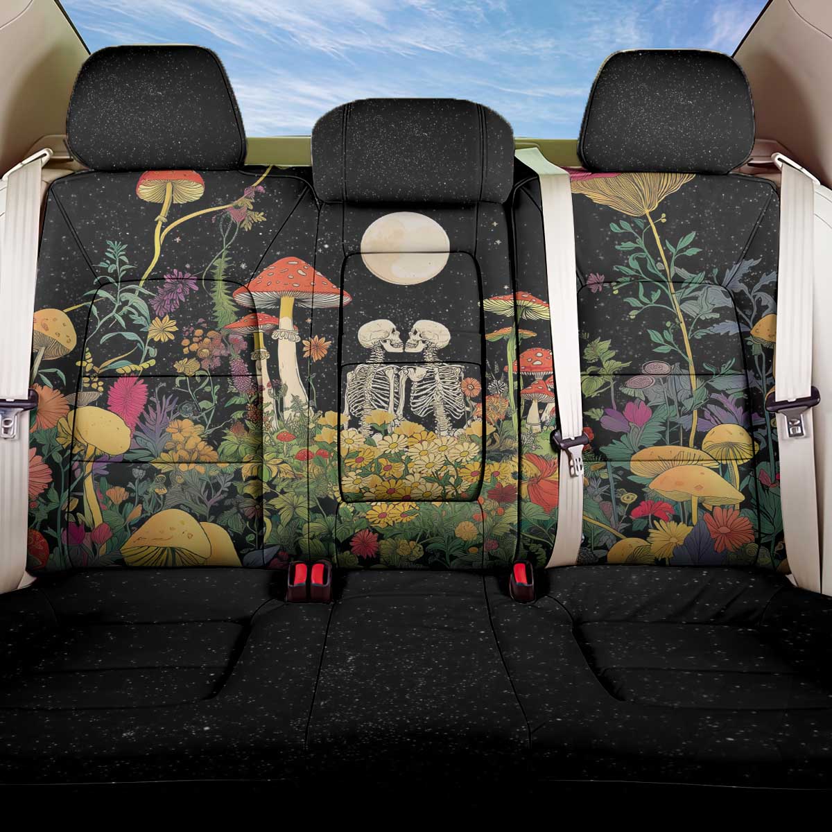 Skeleton Lovers Back Car Seat Cover Hippie Gothic Aesthetic - Wonder Print Shop