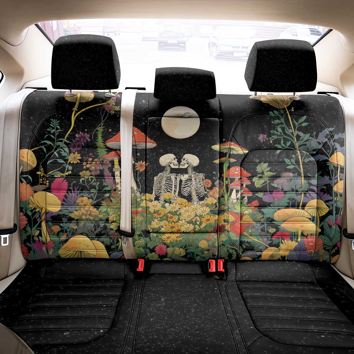 Skeleton Lovers Back Car Seat Cover Hippie Gothic Aesthetic - Wonder Print Shop