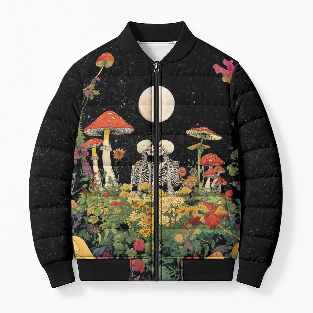 Skeleton Lovers Bomber Puffer Jacket Hippie Gothic Aesthetic - Wonder Print Shop