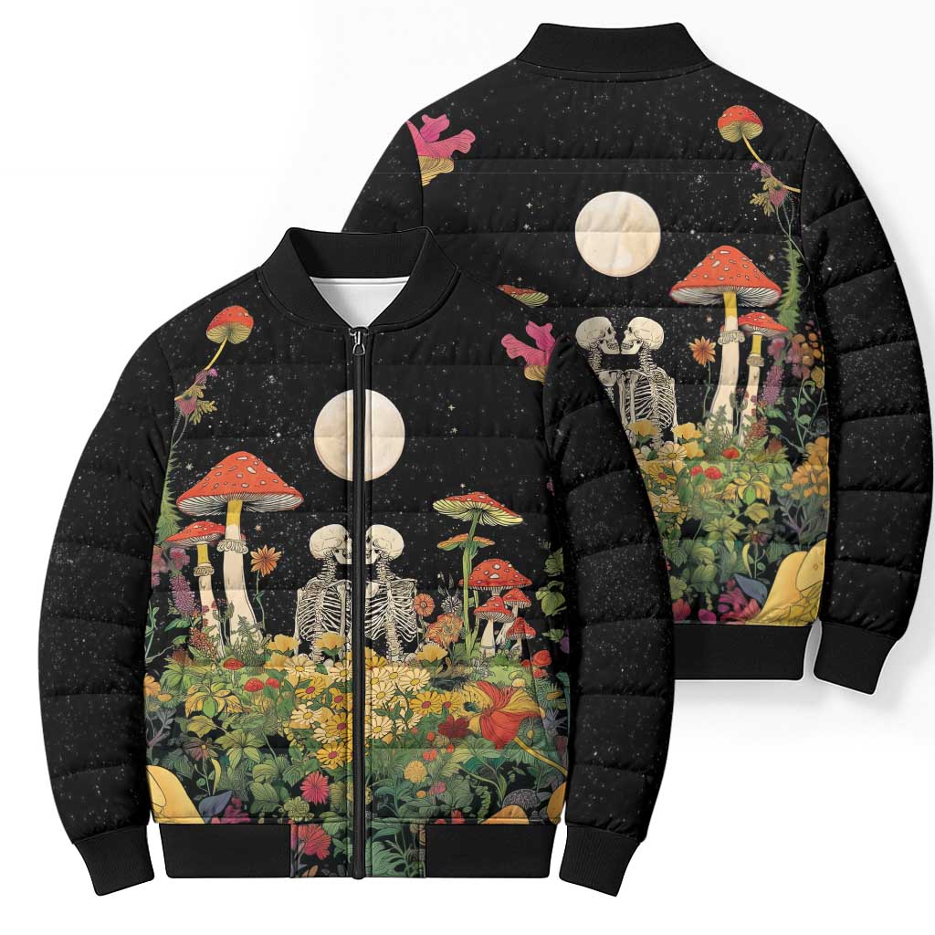 Skeleton Lovers Bomber Puffer Jacket Hippie Gothic Aesthetic - Wonder Print Shop