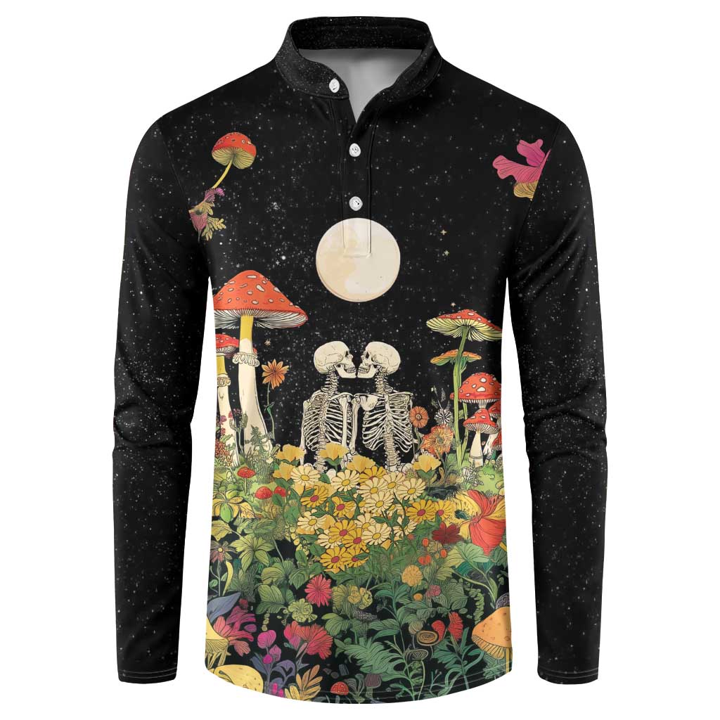 Skeleton Lovers Button Sweatshirt Hippie Gothic Aesthetic - Wonder Print Shop