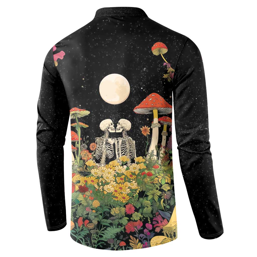 Skeleton Lovers Button Sweatshirt Hippie Gothic Aesthetic - Wonder Print Shop