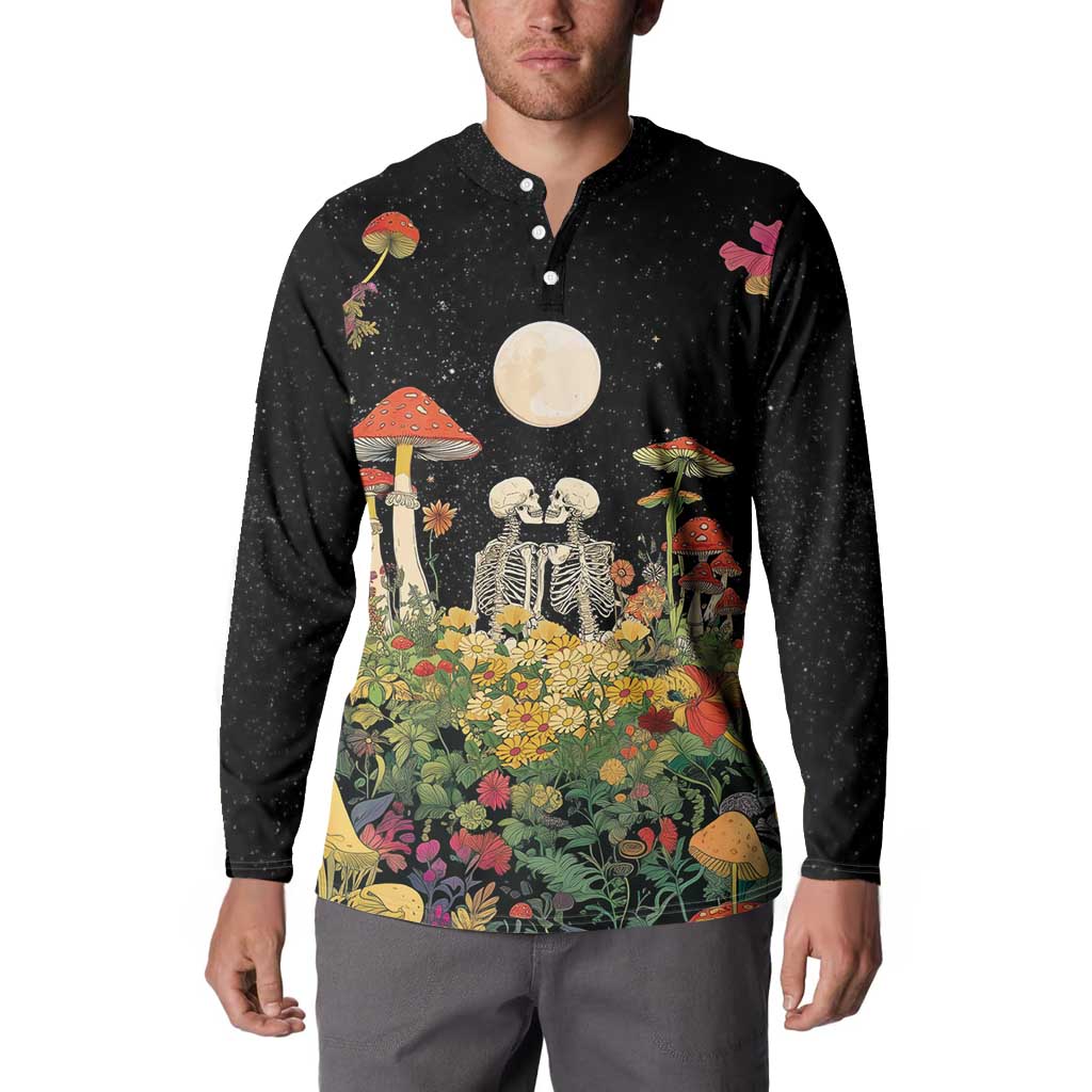 Skeleton Lovers Button Sweatshirt Hippie Gothic Aesthetic - Wonder Print Shop