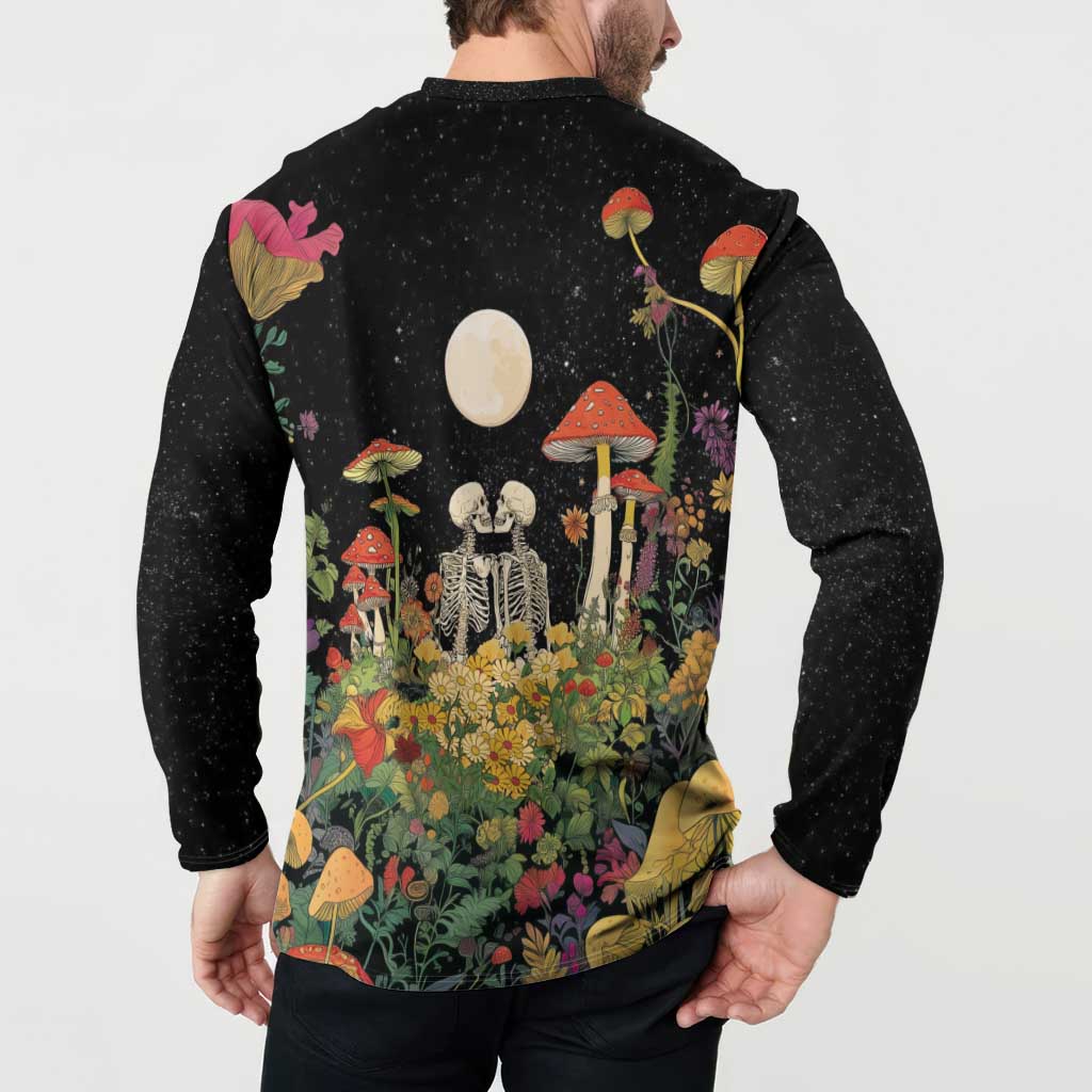 Skeleton Lovers Button Sweatshirt Hippie Gothic Aesthetic - Wonder Print Shop