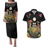 Skeleton Lovers Couples Matching Puletasi and Hawaiian Shirt Hippie Gothic Aesthetic - Wonder Print Shop