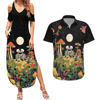 Skeleton Lovers Couples Matching Summer Maxi Dress and Hawaiian Shirt Hippie Gothic Aesthetic - Wonder Print Shop