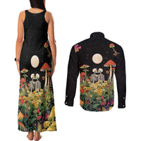 Skeleton Lovers Couples Matching Tank Maxi Dress and Long Sleeve Button Shirt Hippie Gothic Aesthetic - Wonder Print Shop