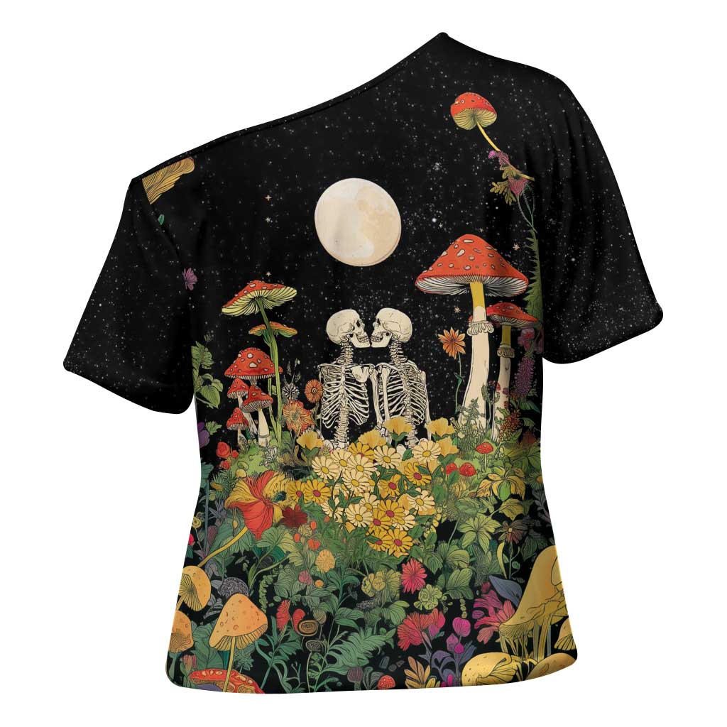 Skeleton Lovers Cross Shoulder Shirt Hippie Gothic Aesthetic - Wonder Print Shop