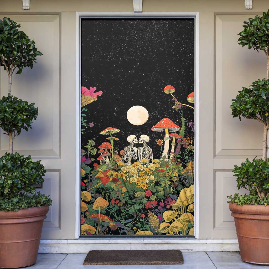 Skeleton Lovers Door Cover Hippie Gothic Aesthetic - Wonder Print Shop