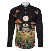 Skeleton Lovers Family Matching Long Sleeve Bodycon Dress and Hawaiian Shirt Hippie Gothic Aesthetic - Wonder Print Shop