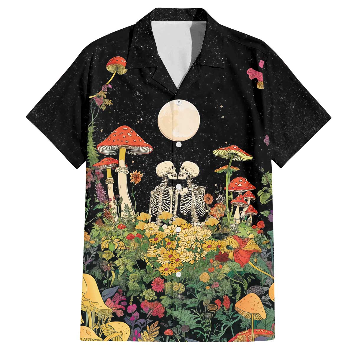 Skeleton Lovers Family Matching Off The Shoulder Long Sleeve Dress and Hawaiian Shirt Hippie Gothic Aesthetic - Wonder Print Shop
