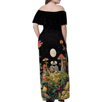 Skeleton Lovers Family Matching Off Shoulder Maxi Dress and Hawaiian Shirt Hippie Gothic Aesthetic - Wonder Print Shop