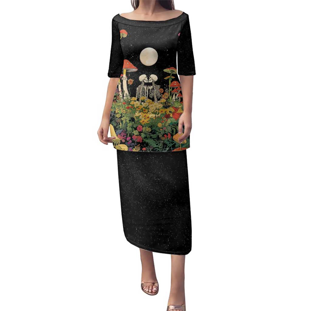 Skeleton Lovers Family Matching Puletasi and Hawaiian Shirt Hippie Gothic Aesthetic - Wonder Print Shop