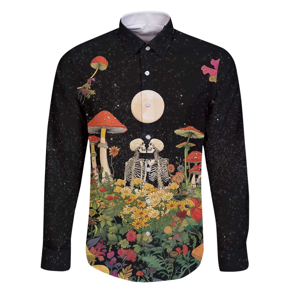 Skeleton Lovers Family Matching Short Sleeve Bodycon Dress and Hawaiian Shirt Hippie Gothic Aesthetic - Wonder Print Shop