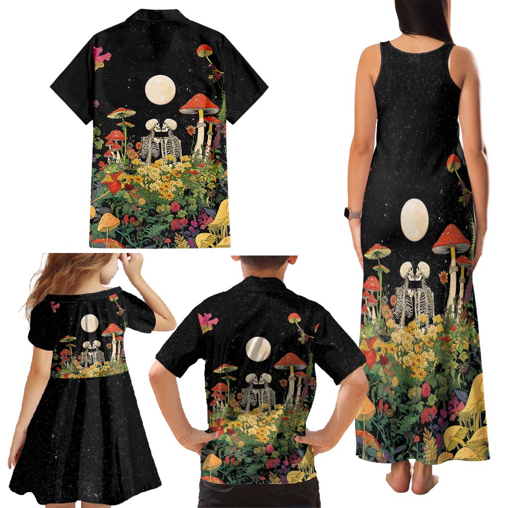 Skeleton Lovers Family Matching Tank Maxi Dress and Hawaiian Shirt Hippie Gothic Aesthetic - Wonder Print Shop