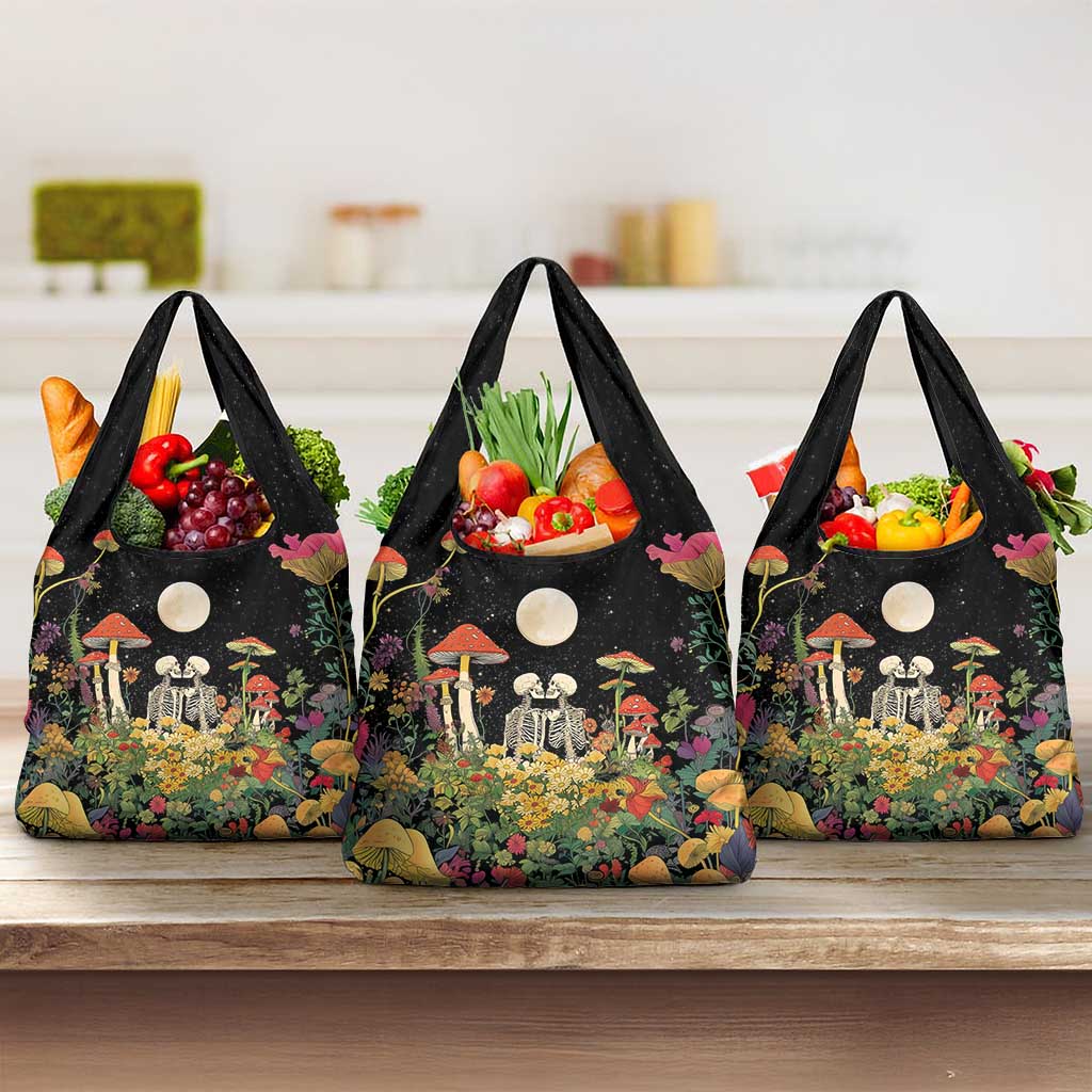 Skeleton Lovers Grocery Bag Hippie Gothic Aesthetic - Wonder Print Shop