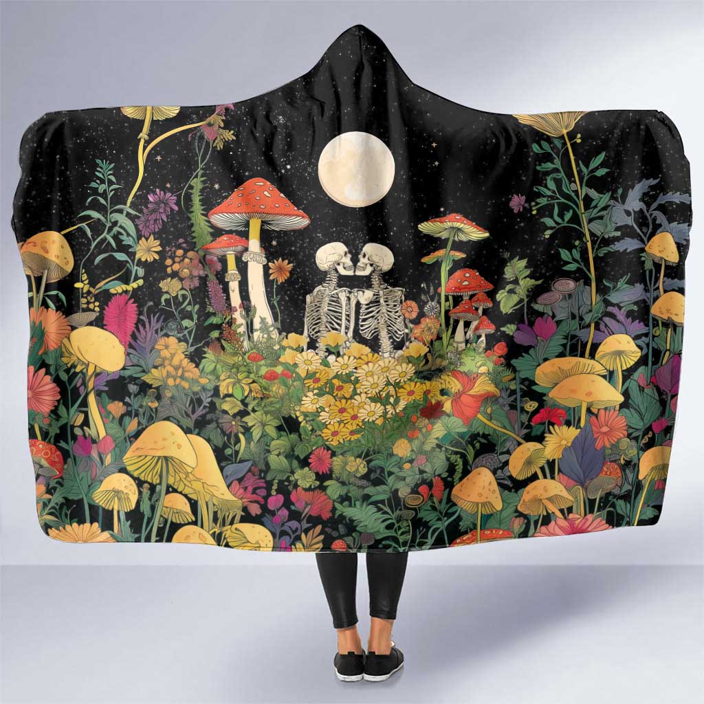 Skeleton Lovers Hooded Blanket Hippie Gothic Aesthetic - Wonder Print Shop