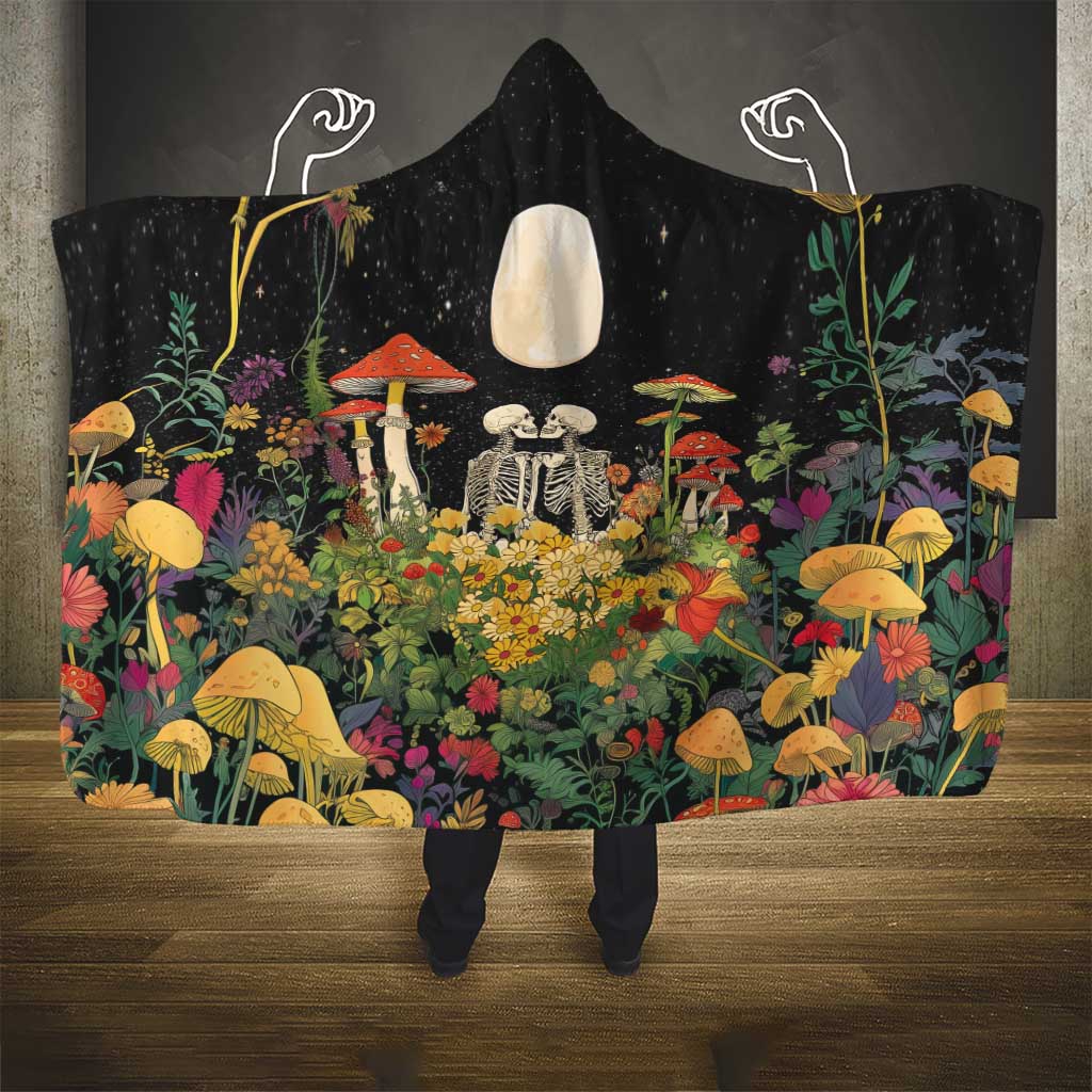 Skeleton Lovers Hooded Blanket Hippie Gothic Aesthetic - Wonder Print Shop