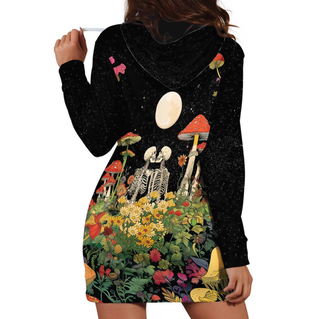 Skeleton Lovers Hoodie Dress Hippie Gothic Aesthetic - Wonder Print Shop
