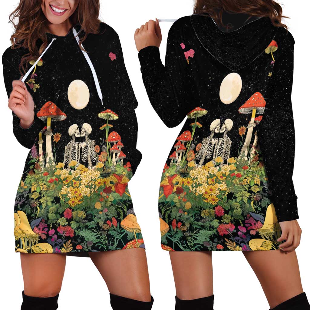 Skeleton Lovers Hoodie Dress Hippie Gothic Aesthetic - Wonder Print Shop