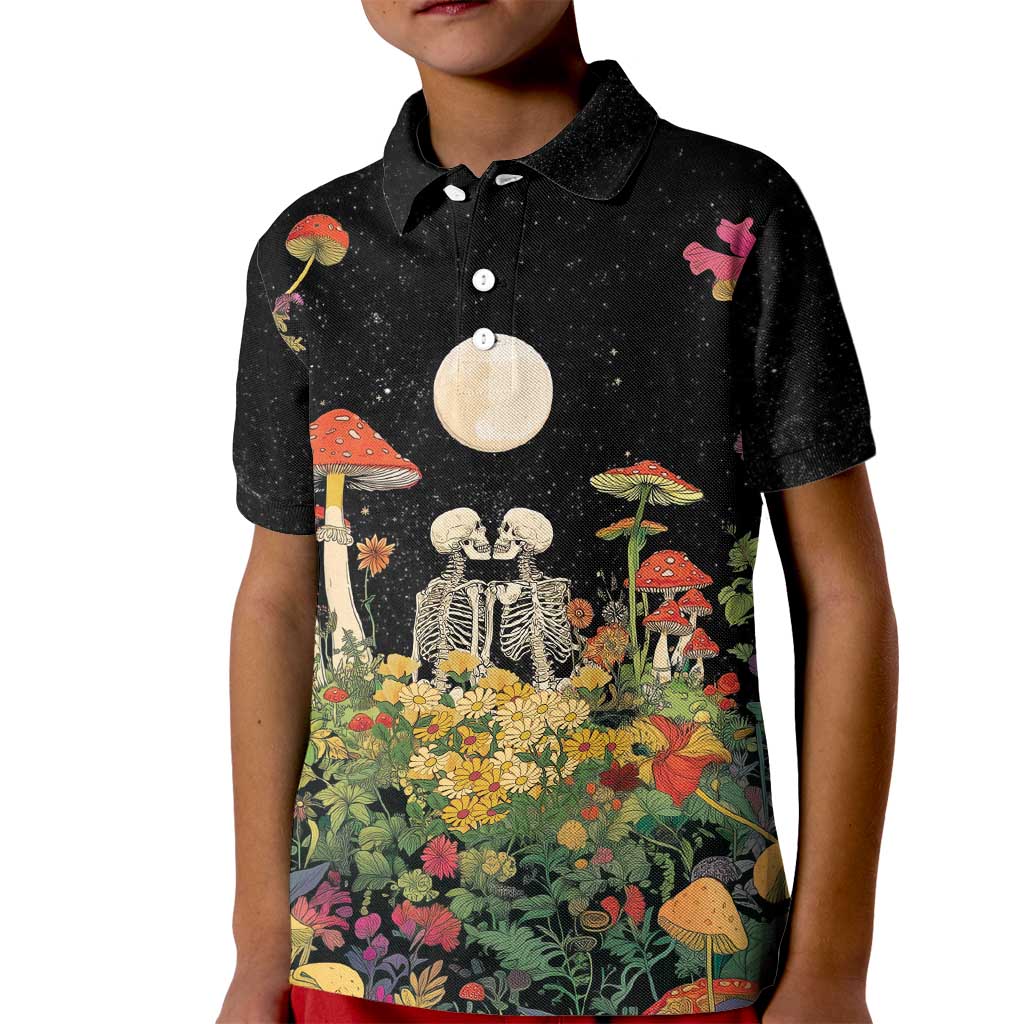 Skeleton Lovers Kid Polo Shirt Hippie Gothic Aesthetic - Wonder Print Shop