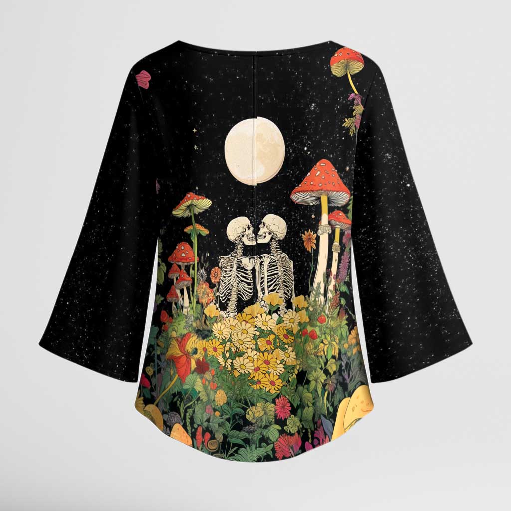 Skeleton Lovers Kimono Sleeve Blouse Hippie Gothic Aesthetic - Wonder Print Shop