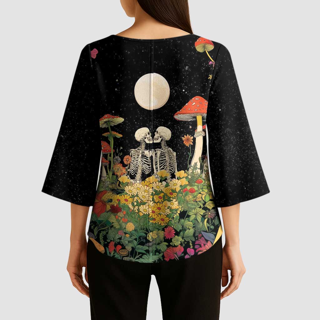 Skeleton Lovers Kimono Sleeve Blouse Hippie Gothic Aesthetic - Wonder Print Shop