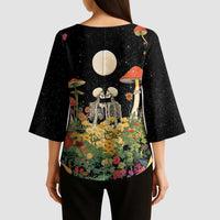Skeleton Lovers Kimono Sleeve Blouse Hippie Gothic Aesthetic - Wonder Print Shop