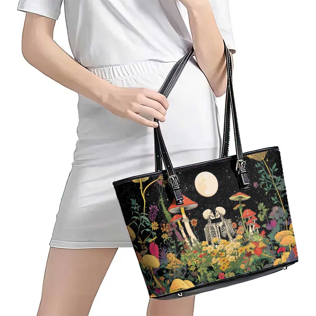 Skeleton Lovers Leather Tote Bag Hippie Gothic Aesthetic - Wonder Print Shop
