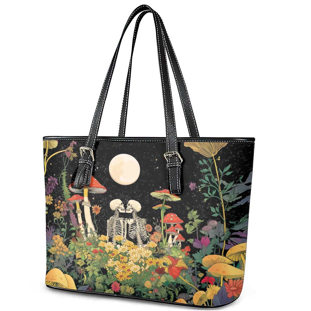 Skeleton Lovers Leather Tote Bag Hippie Gothic Aesthetic - Wonder Print Shop