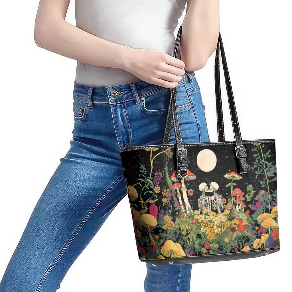 Skeleton Lovers Leather Tote Bag Hippie Gothic Aesthetic - Wonder Print Shop