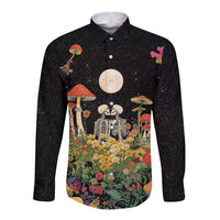 Skeleton Lovers Long Sleeve Button Shirt Hippie Gothic Aesthetic - Wonder Print Shop