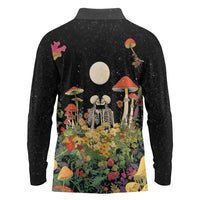 Skeleton Lovers Long Sleeve Polo Shirt Hippie Gothic Aesthetic - Wonder Print Shop
